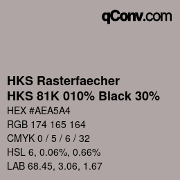 カラーコード: HKS Rasterfaecher - HKS 81K 010% Black 30% | qconv.com