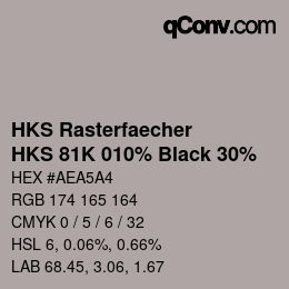 Color code: HKS Rasterfaecher - HKS 81K 010% Black 30% | qconv.com