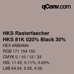 カラーコード: HKS Rasterfaecher - HKS 81K 020% Black 30% | qconv.com