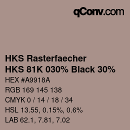 Farbcode: HKS Rasterfaecher - HKS 81K 030% Black 30% | qconv.com