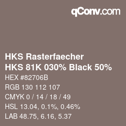 Código de color: HKS Rasterfaecher - HKS 81K 030% Black 50% | qconv.com