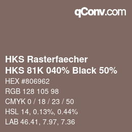 Color code: HKS Rasterfaecher - HKS 81K 040% Black 50% | qconv.com