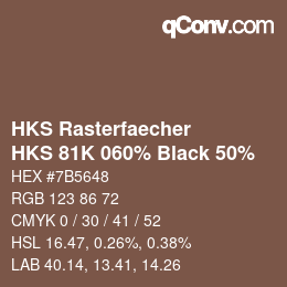 カラーコード: HKS Rasterfaecher - HKS 81K 060% Black 50% | qconv.com