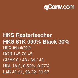 カラーコード: HKS Rasterfaecher - HKS 81K 090% Black 30% | qconv.com