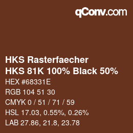 カラーコード: HKS Rasterfaecher - HKS 81K 100% Black 50% | qconv.com