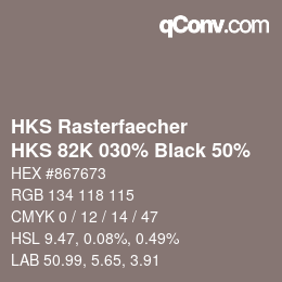 カラーコード: HKS Rasterfaecher - HKS 82K 030% Black 50% | qconv.com