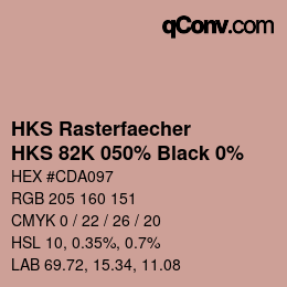 Code couleur: HKS Rasterfaecher - HKS 82K 050% Black 0% | qconv.com