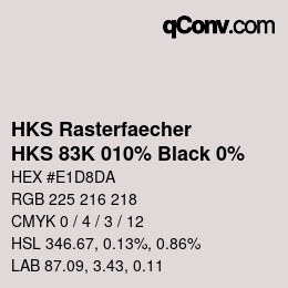 Code couleur: HKS Rasterfaecher - HKS 83K 010% Black 0% | qconv.com