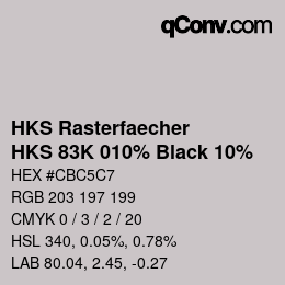 Color code: HKS Rasterfaecher - HKS 83K 010% Black 10% | qconv.com