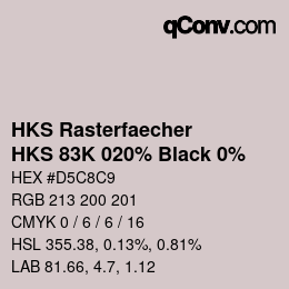 Color code: HKS Rasterfaecher - HKS 83K 020% Black 0% | qconv.com