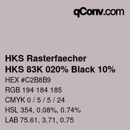 Color code: HKS Rasterfaecher - HKS 83K 020% Black 10% | qconv.com