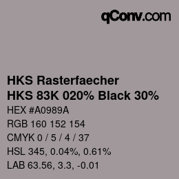 カラーコード: HKS Rasterfaecher - HKS 83K 020% Black 30% | qconv.com