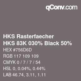 Color code: HKS Rasterfaecher - HKS 83K 030% Black 50% | qconv.com