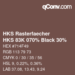 Farbcode: HKS Rasterfaecher - HKS 83K 070% Black 30% | qconv.com