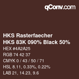 カラーコード: HKS Rasterfaecher - HKS 83K 090% Black 50% | qconv.com