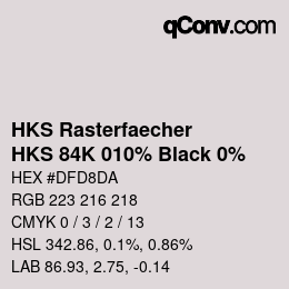 カラーコード: HKS Rasterfaecher - HKS 84K 010% Black 0% | qconv.com