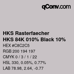 Code couleur: HKS Rasterfaecher - HKS 84K 010% Black 10% | qconv.com
