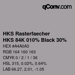 Código de color: HKS Rasterfaecher - HKS 84K 010% Black 30% | qconv.com