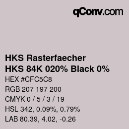 カラーコード: HKS Rasterfaecher - HKS 84K 020% Black 0% | qconv.com
