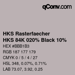 カラーコード: HKS Rasterfaecher - HKS 84K 020% Black 10% | qconv.com