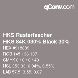 Código de color: HKS Rasterfaecher - HKS 84K 030% Black 30% | qconv.com
