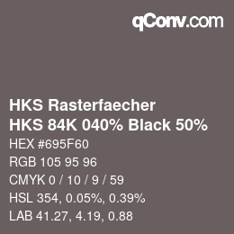 Código de color: HKS Rasterfaecher - HKS 84K 040% Black 50% | qconv.com