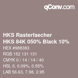 Color code: HKS Rasterfaecher - HKS 84K 050% Black 10% | qconv.com