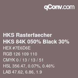 カラーコード: HKS Rasterfaecher - HKS 84K 050% Black 30% | qconv.com