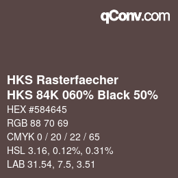 Color code: HKS Rasterfaecher - HKS 84K 060% Black 50% | qconv.com