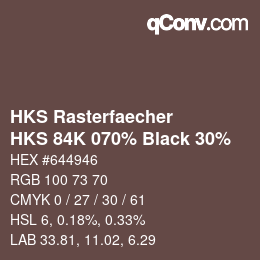 Código de color: HKS Rasterfaecher - HKS 84K 070% Black 30% | qconv.com
