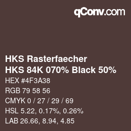 カラーコード: HKS Rasterfaecher - HKS 84K 070% Black 50% | qconv.com