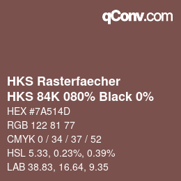 Code couleur: HKS Rasterfaecher - HKS 84K 080% Black 0% | qconv.com