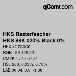 Color code: HKS Rasterfaecher - HKS 88K 020% Black 0% | qconv.com