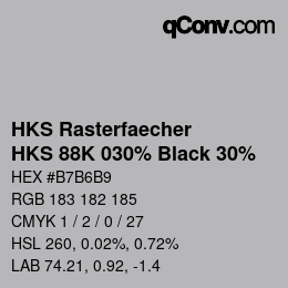 カラーコード: HKS Rasterfaecher - HKS 88K 030% Black 30% | qconv.com