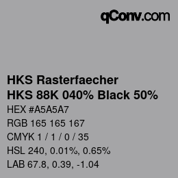 Color code: HKS Rasterfaecher - HKS 88K 040% Black 50% | qconv.com
