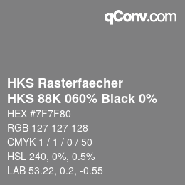 カラーコード: HKS Rasterfaecher - HKS 88K 060% Black 0% | qconv.com