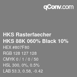 カラーコード: HKS Rasterfaecher - HKS 88K 060% Black 10% | qconv.com