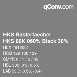 カラーコード: HKS Rasterfaecher - HKS 88K 060% Black 30% | qconv.com