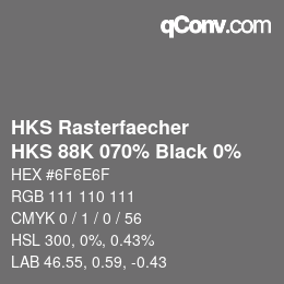 Farbcode: HKS Rasterfaecher - HKS 88K 070% Black 0% | qconv.com