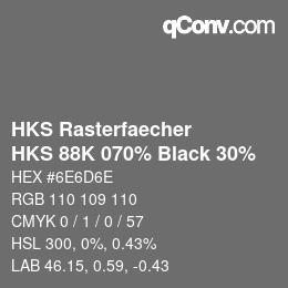 カラーコード: HKS Rasterfaecher - HKS 88K 070% Black 30% | qconv.com