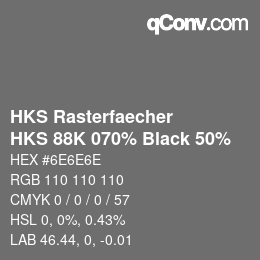 カラーコード: HKS Rasterfaecher - HKS 88K 070% Black 50% | qconv.com