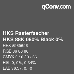 カラーコード: HKS Rasterfaecher - HKS 88K 080% Black 0% | qconv.com