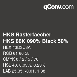 カラーコード: HKS Rasterfaecher - HKS 88K 090% Black 50% | qconv.com