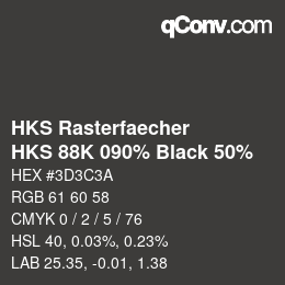 Color code: HKS Rasterfaecher - HKS 88K 090% Black 50% | qconv.com