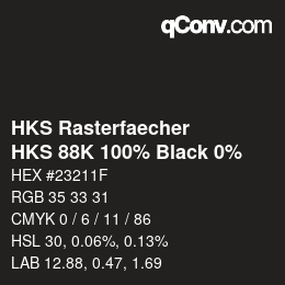 Color code: HKS Rasterfaecher - HKS 88K 100% Black 0% | qconv.com