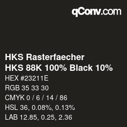 カラーコード: HKS Rasterfaecher - HKS 88K 100% Black 10% | qconv.com