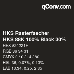カラーコード: HKS Rasterfaecher - HKS 88K 100% Black 30% | qconv.com
