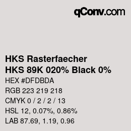 カラーコード: HKS Rasterfaecher - HKS 89K 020% Black 0% | qconv.com