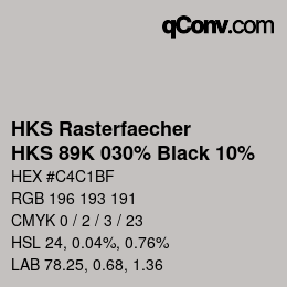 Code couleur: HKS Rasterfaecher - HKS 89K 030% Black 10% | qconv.com