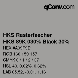 カラーコード: HKS Rasterfaecher - HKS 89K 030% Black 30% | qconv.com